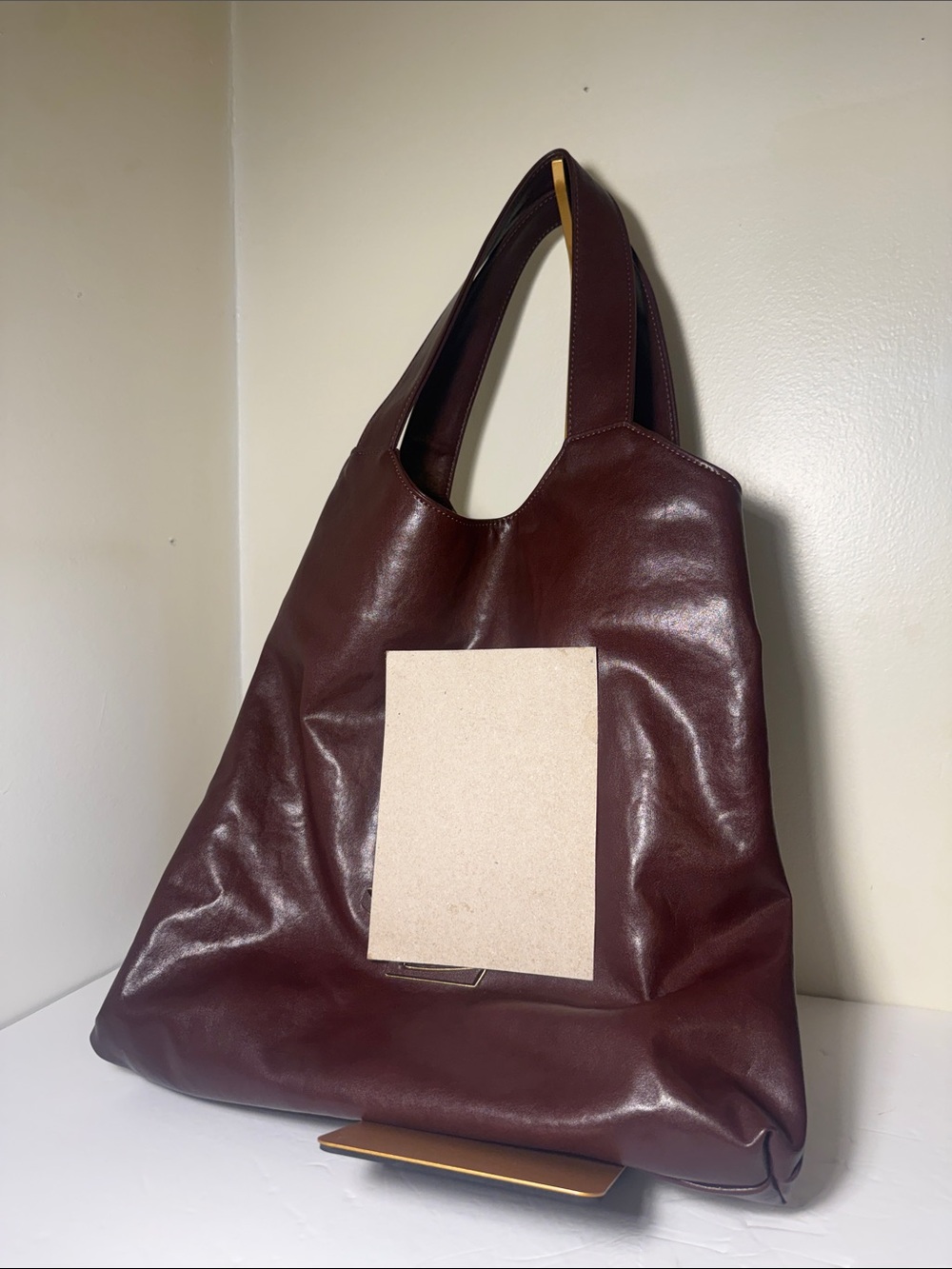 Women's Leather Shoulder Tote Bag in Deep Burgundy